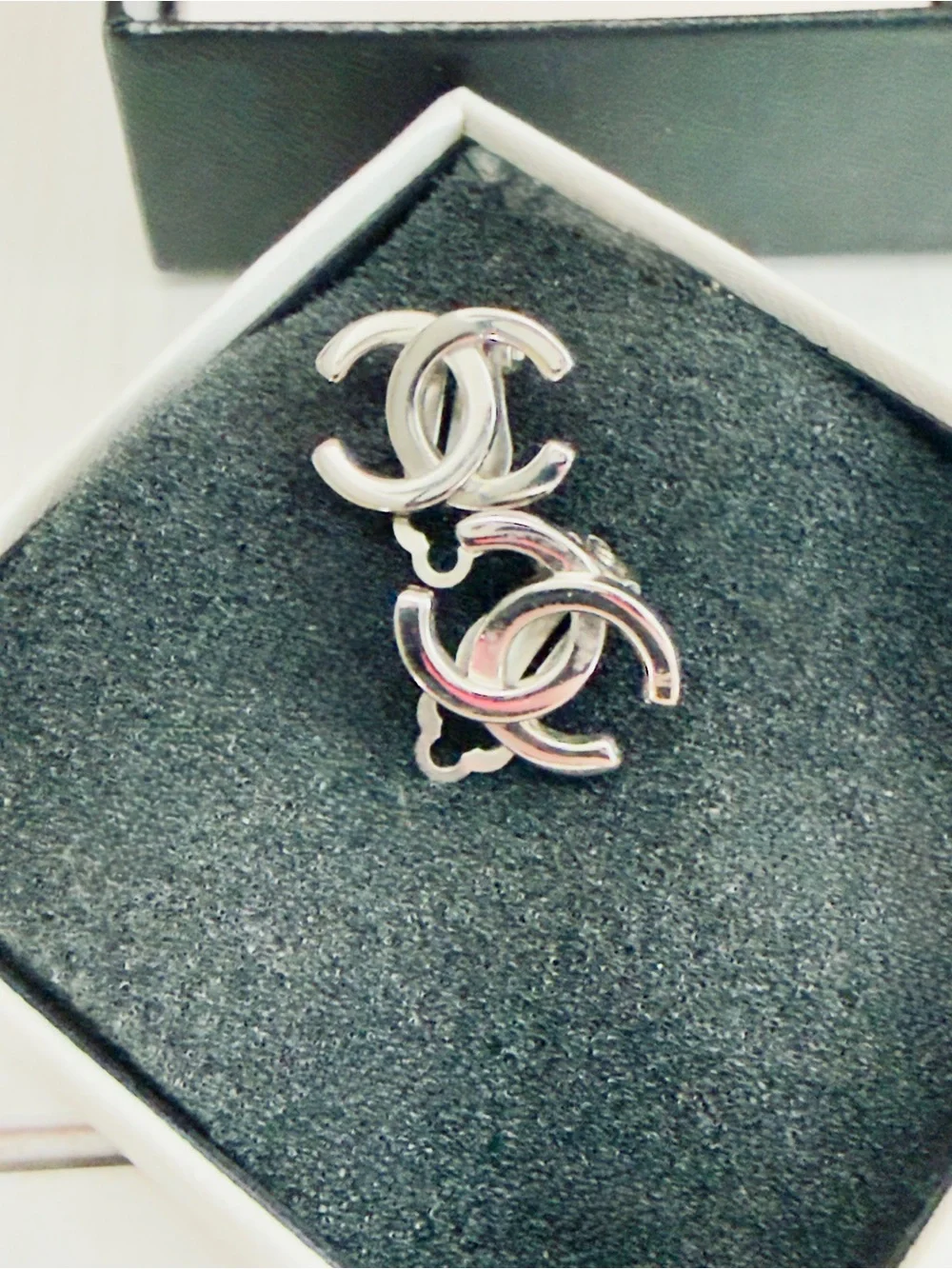 Chanel Vintage CC Logo Silver Clip-On Earrings